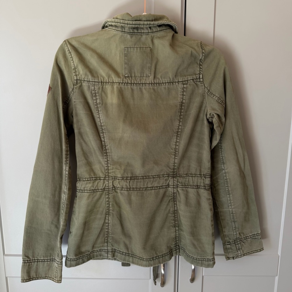 VTG Hollister Utility Jacket SM Drab Green Military Y2K Camp Festival Streetwear - Picture 4 of 12